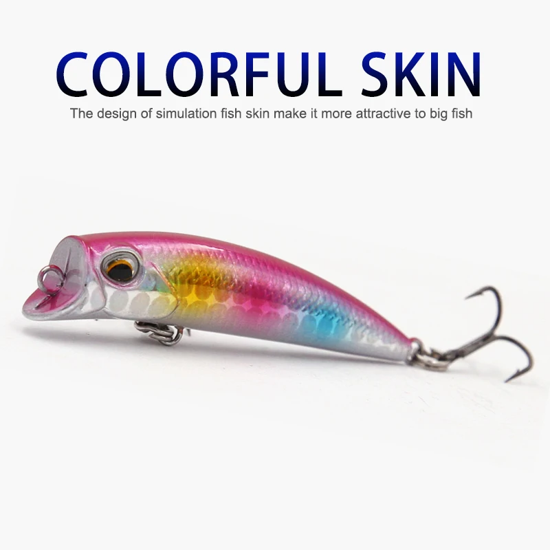 Wondershot B03 48mm 2,5g negro Bass calidad profesional Mini Popper aparejos de pesca Minnow anzuelos de níquel negro todo para pescar - imagen 4