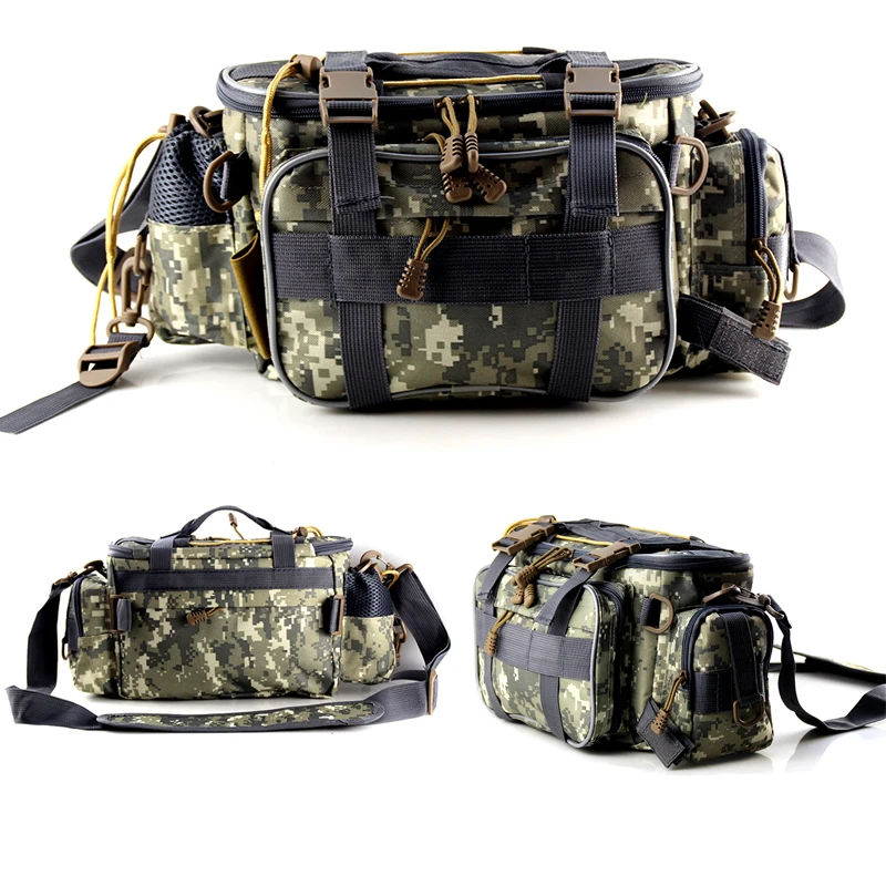 Bolsa de pesca multifunción para exteriores, bolso de hombro de gran capacidad, aparejos de pesca, bolso de lona, riñonera