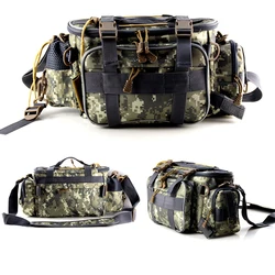 Bolsa de pesca multifunción para exteriores, bolso de hombro de gran capacidad, aparejos de pesca, bolso de lona, riñonera