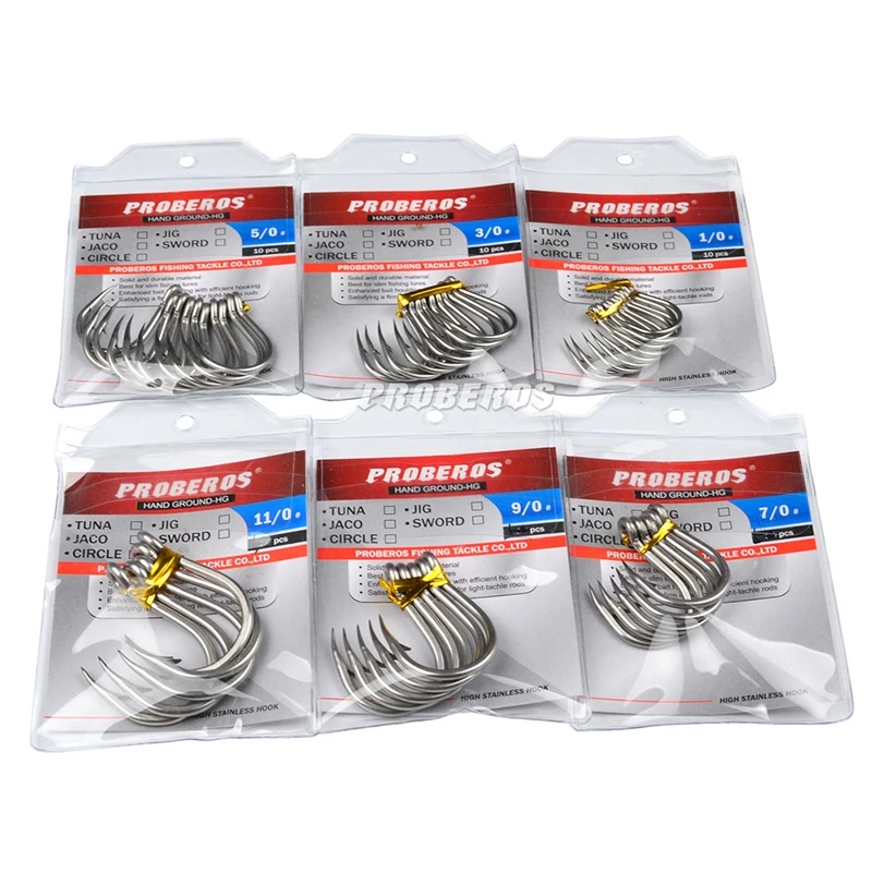Ganchos de pesca de mar, anzuelo con púas, anzuelo de carpa circular grande, acero rico en carbono, lubina, bagre, aparejos de anzuelo, 5 uds.