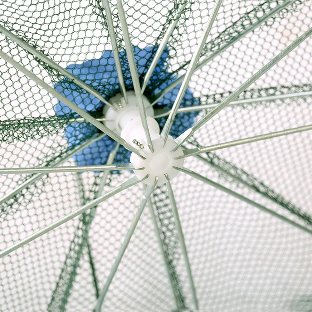 Red de pesca automática potente, jaula de camarones, trampas plegables, trampa para peces, cangrejo, red fundida, herramienta de red de pesca fundida, 4-28 agujeros - imagen 3