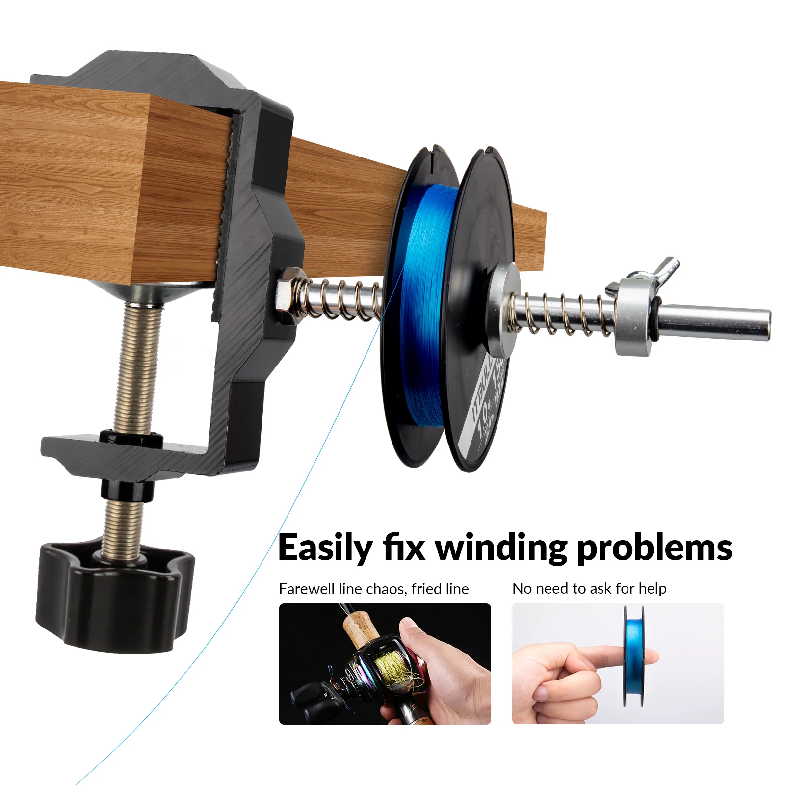 Carrete enrollador de sedal de pesca THKFISH, accesorio de pesca, carrete de sedal portátil estable ajustable/removedor de sedal - imagen 3
