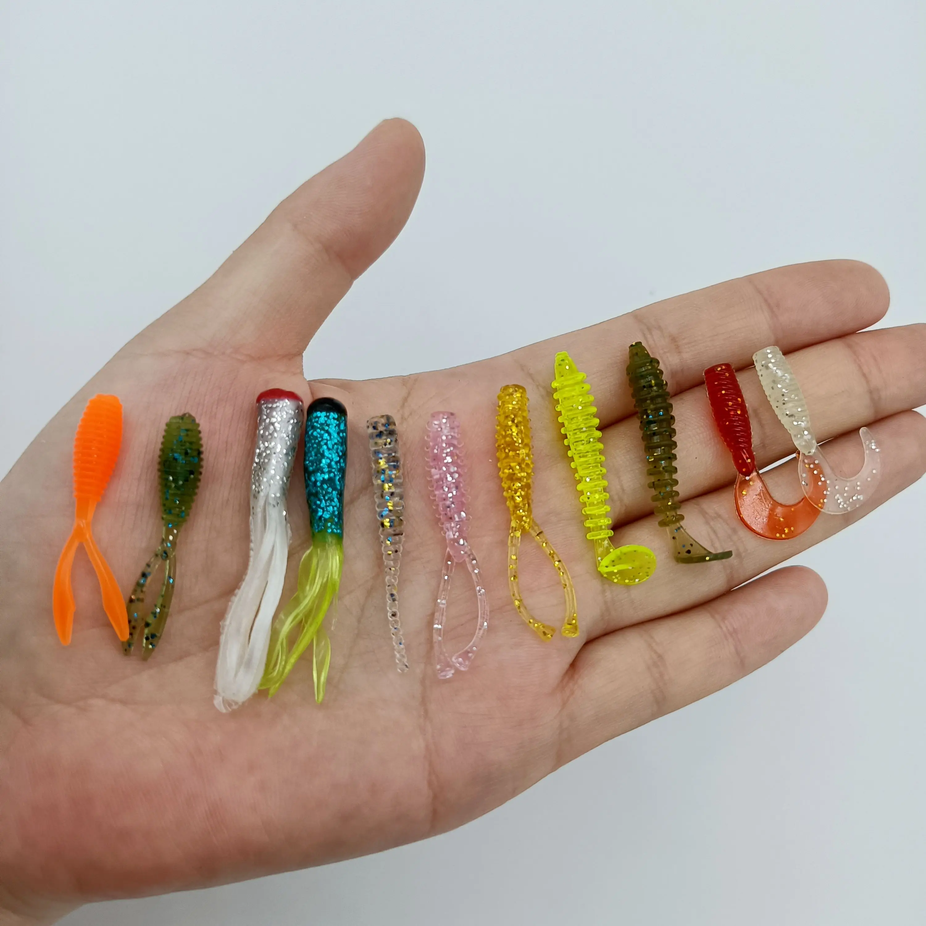 DUODUOYU-Conjunto de Mini señuelos blandos para pesca, anzuelos de pesca, Swimbaits Jig, Wobber Worm Bait, 139 Uds. + 1 caja/lote - imagen 4