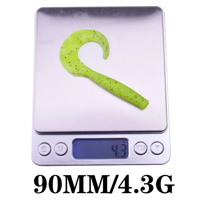 Señuelo de gusano de Pesca suave, anzuelo de olor a pescado, Wobblers de silicona, 8cm, 4,3g, cebo Artificial de cola larga, aparejos para Pesca de Lucio, 5 uds. - imagen 3