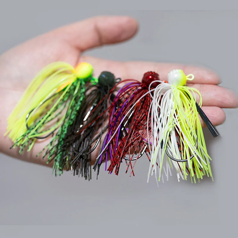 Water Sniper-cebo de pesca de lubina, 7g, 10g, 14g, 1 unidad, mejores faldas de silicona de fútbol, plantilla de natación con anzuelos afilados Weedguard, señuelo de pesca - imagen 4