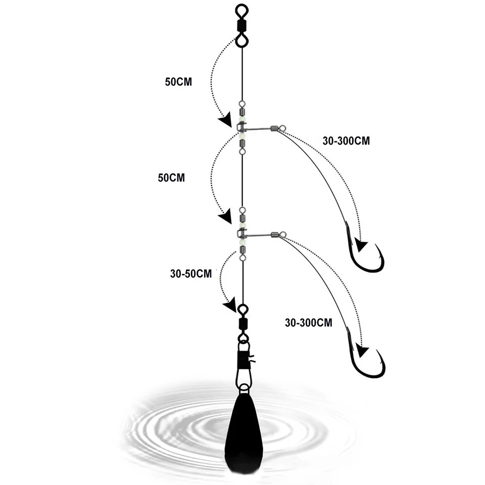 WALK FISH-anzuelos luminosos en forma de T, accesorio giratorio con cuentas de perlas, Conector de pesca, 10 unidades - imagen 5