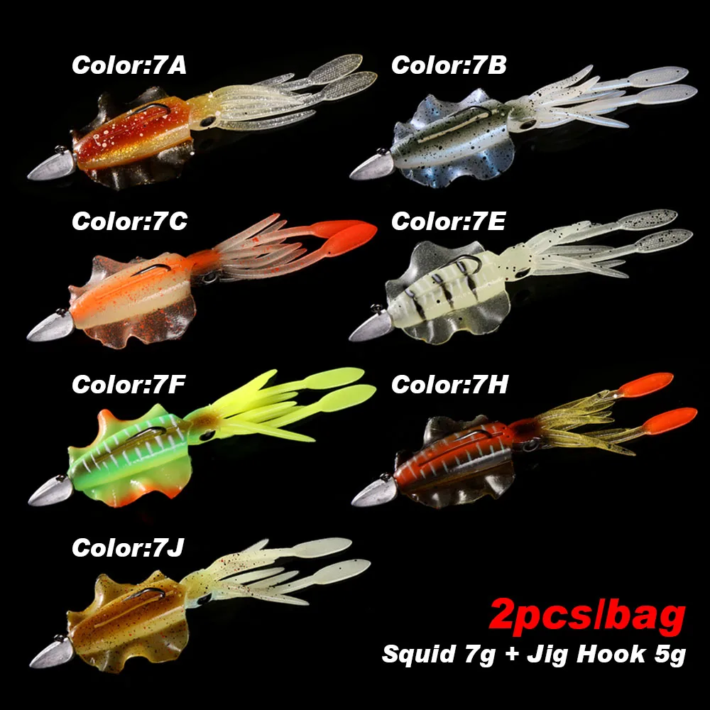 Señuelo calamar UV luminoso – Cebo blando Wobble para pesca marina - imagen 5