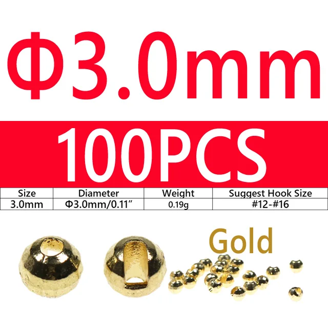 100PCS 3.0mm Gold