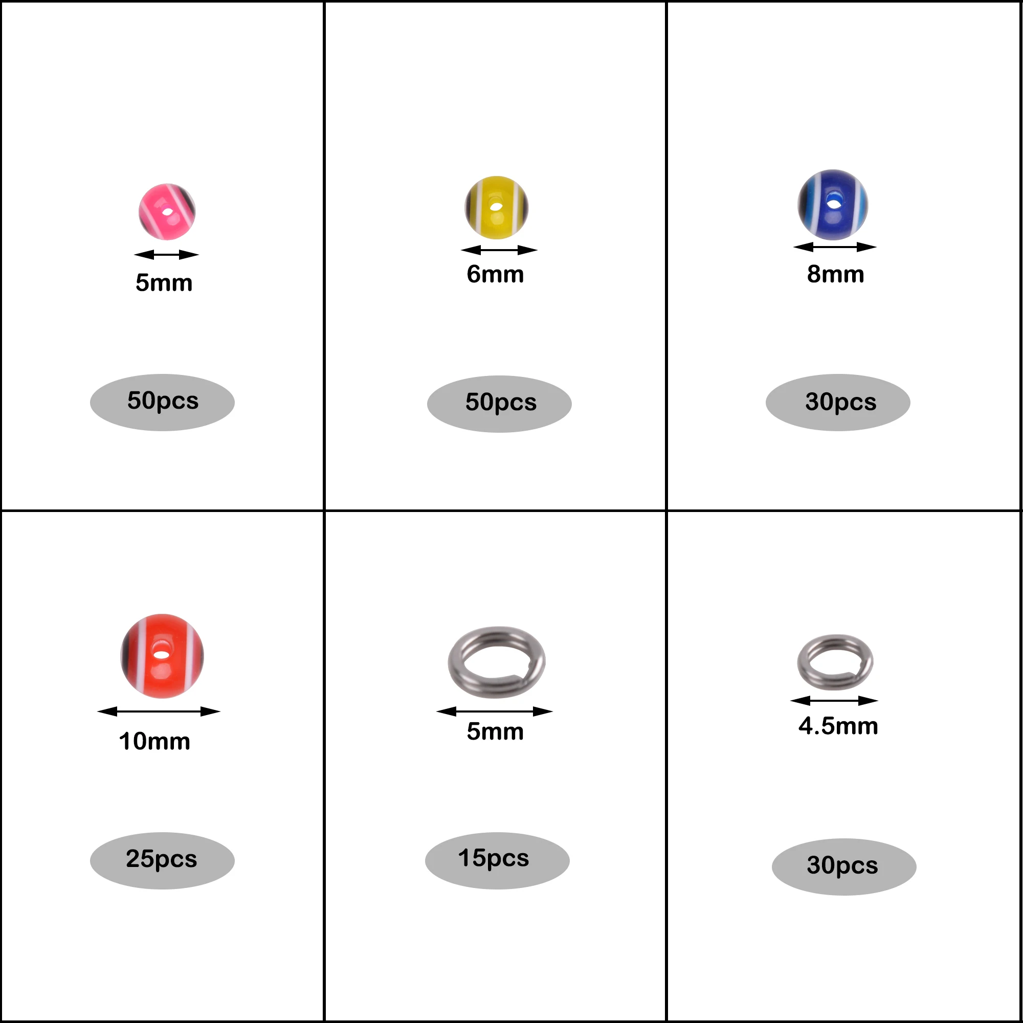 Línea de pesca con cuentas, Señuelos de Pesca, cebo, huevos, tapón de bola flotante para salmón, trucha, colores mixtos, 5mm/6mm/8mm/10mm, 200 Uds. - imagen 2