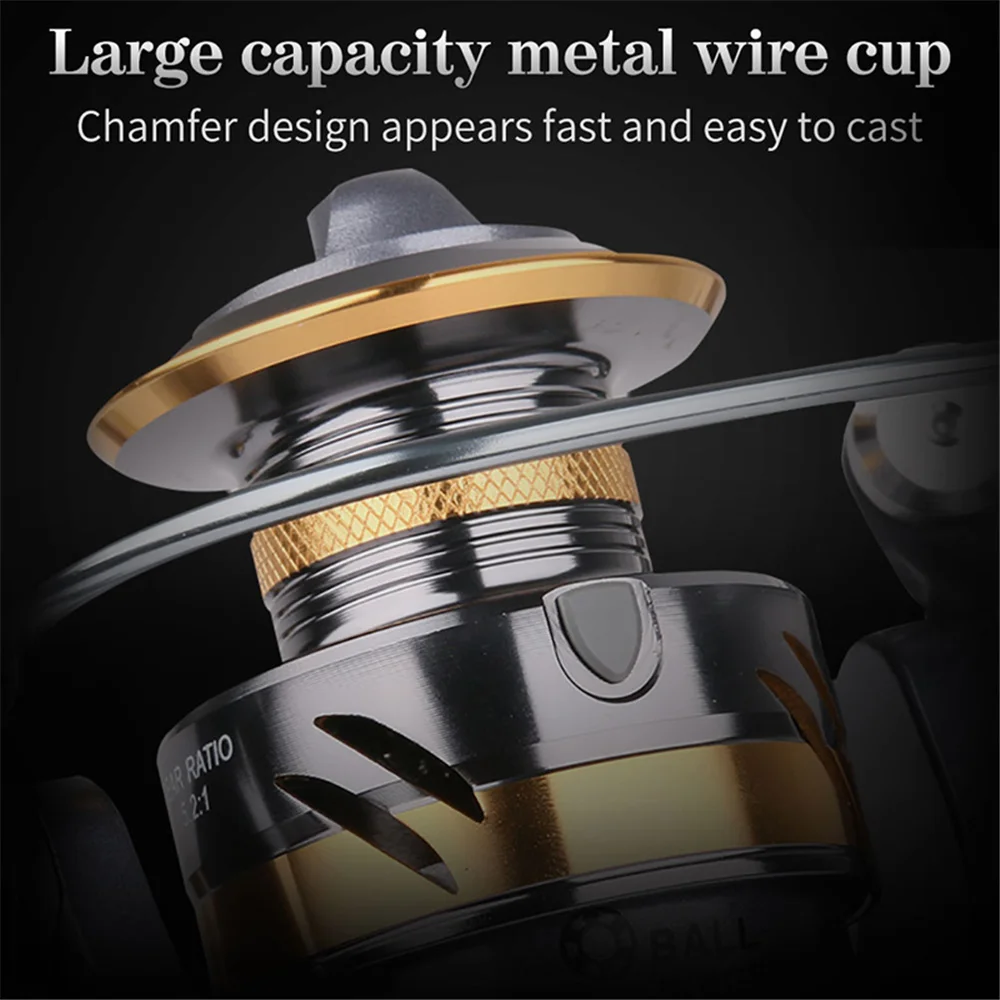 Carrete de pesca carrete de Metal carrete giratorio 5,2: 1 arrastre máximo mango de acero inoxidable carrete de línea pesca en agua salada para pesca - imagen 5