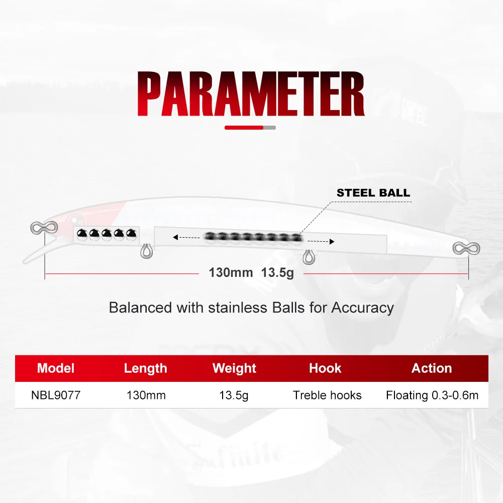 Noeby-Cebo de pececillo flotante, 130mm, 13,5g, 0,3-0,6 m de largo, señuelo de pesca esbelto, cebo Artificial, Pescs, Lucio, orilla, Wobbler - imagen 2