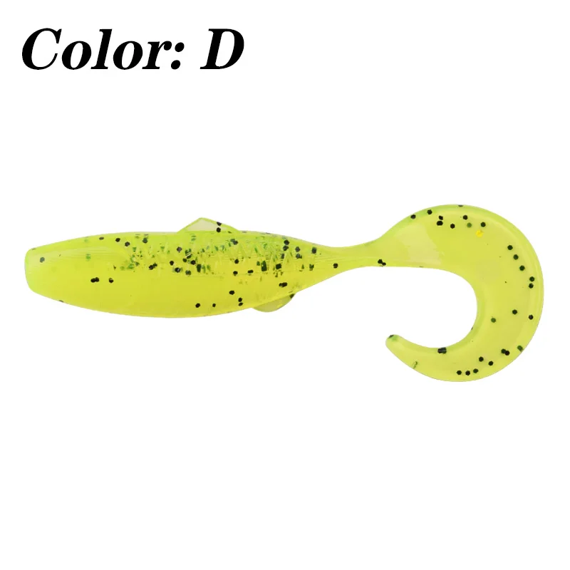 Un señuelo, que es un tipo de cebo de pesca artificial diseñado para atraer peces. Este señuelo en particular es amarillo con motas negras, que es el código de color D según el texto que aparece encima.