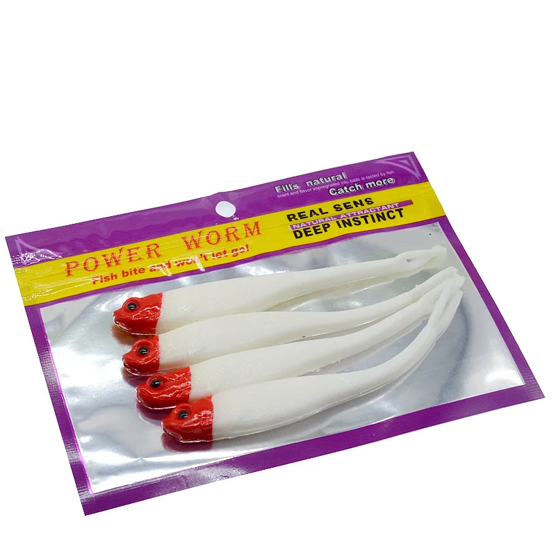 Señuelo de pesca suave, pecho abierto, cola de horquilla, simulación de mordedura de pescado, 13cm/9,5g, atracción vívida, 4 piezas, bolsa - imagen 4