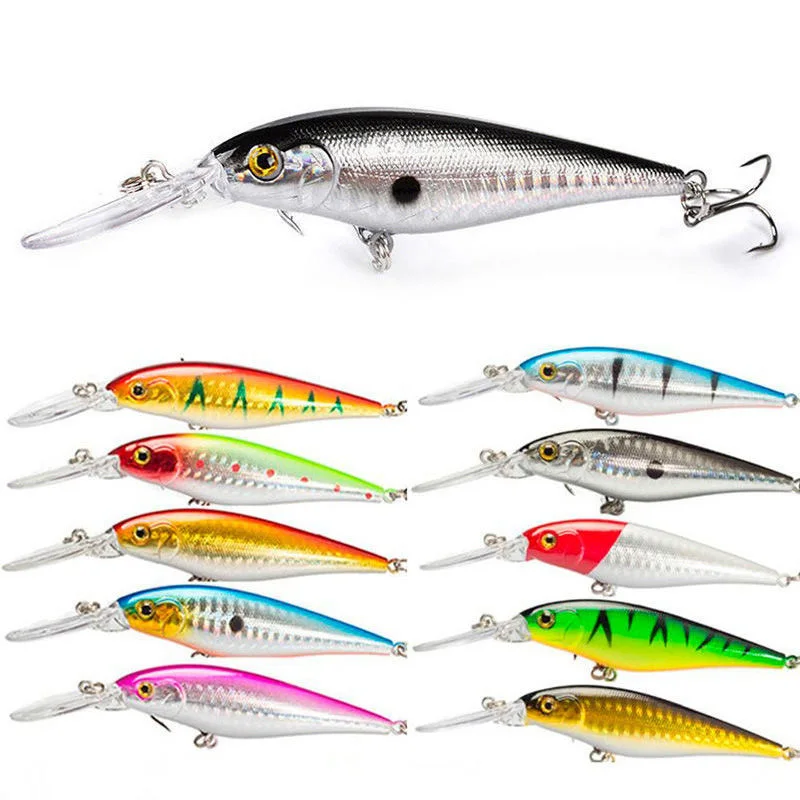 Wobblers de buceo para pececillos, Señuelos de Pesca de 11cm y 10g, cebo de plástico duro Artificial con anzuelo triple, aparejos Crankbaits, 1 unidad - imagen 5