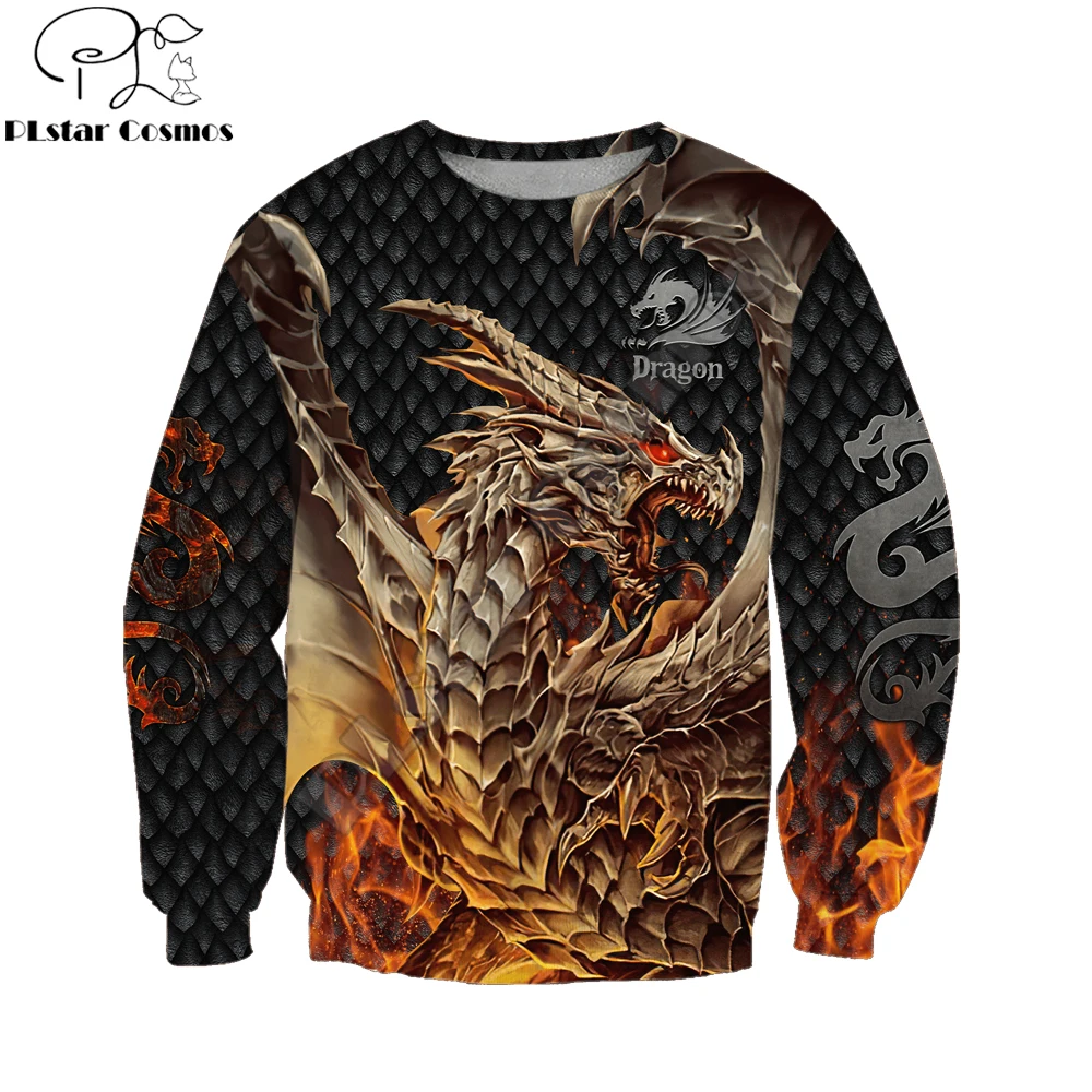 Sudadera con capucha dragón tatuaje 3D – Ropa de pesca otoño invierno - imagen 2