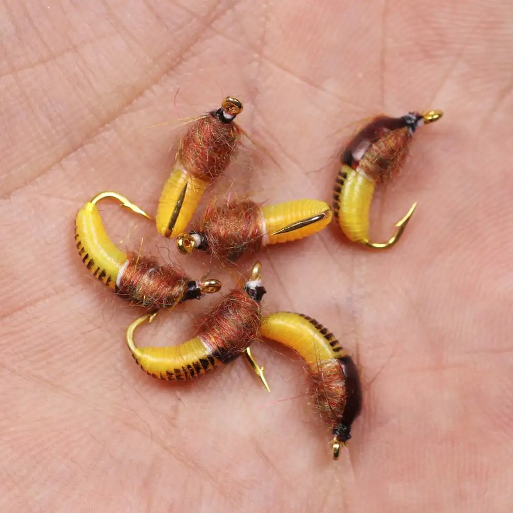 Bimoo-señuelo de insectos artificiales, cebo de pesca de trucha, ninfa, camarones, lubina, verde, naranja, blanco, 6 piezas, 8, 10, 12 - imagen 5