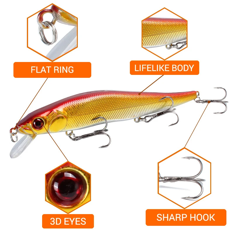 Señuelo de Pesca flotante, cebo duro Artificial, Crankbait, Wobbler, carpa, carpa, 14cm, 22,5g, ojos 3D - imagen 4