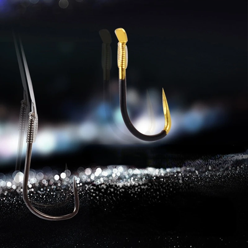 Juego de anzuelos de pesca sin púas, sedal de pesca atado doble, anzuelo de carpa de crisol afilado con subsedal, equipo de pesca - imagen 3
