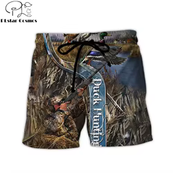 Pantalones cortos con estampado 3D de caza de patos y jabalí para hombre, ropa de calle Unisex, pantalones cortos sueltos de playa de verano, pantalones casuales de poliéster SDM19
