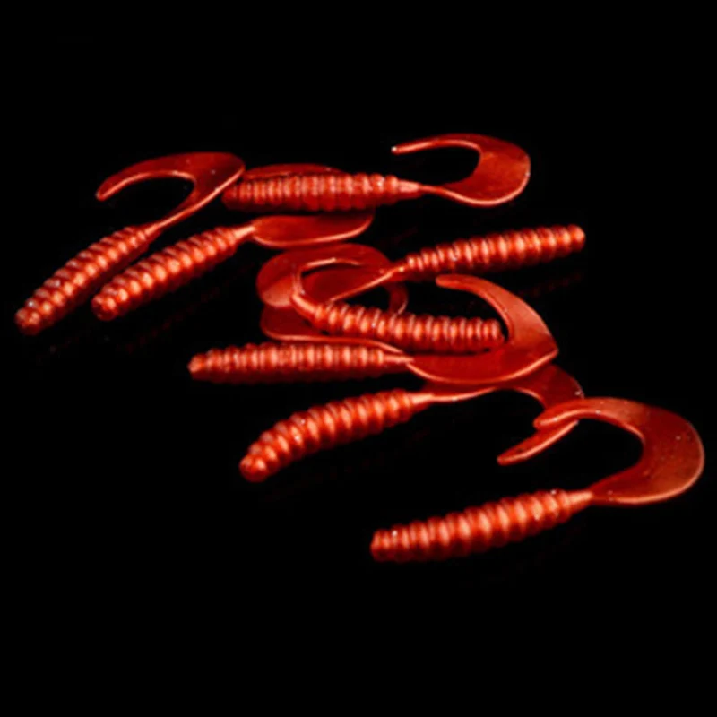 Cebo de gusanos falsos de goma de silicona, señuelo de pesca, cola Mini luminosa, suave, gusano, 4cm, 5,5 cm, 7cm, 14 colores, 1 unidad por lote - imagen 4