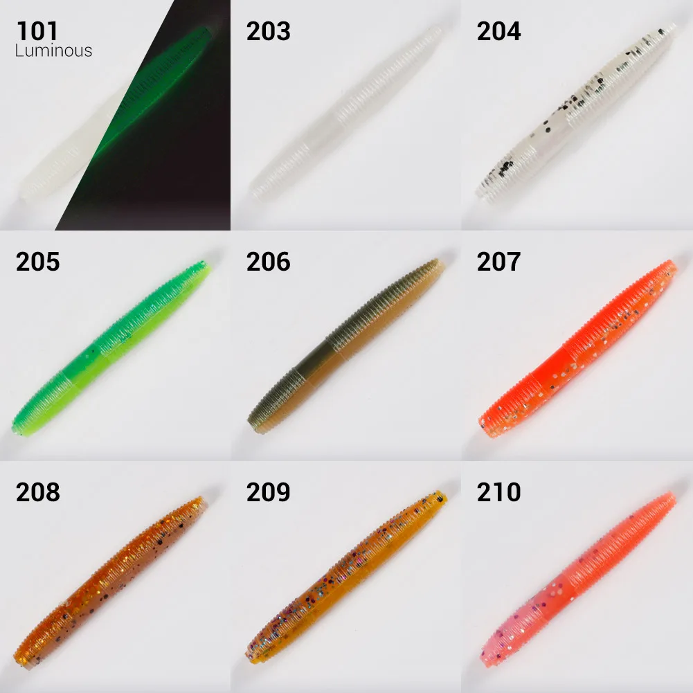 Noeby-señuelo giratorio de silicona para pesca, gusano de palo, 50mm, 1,2g, 6 piezas, aparejo Wobblers - imagen 3