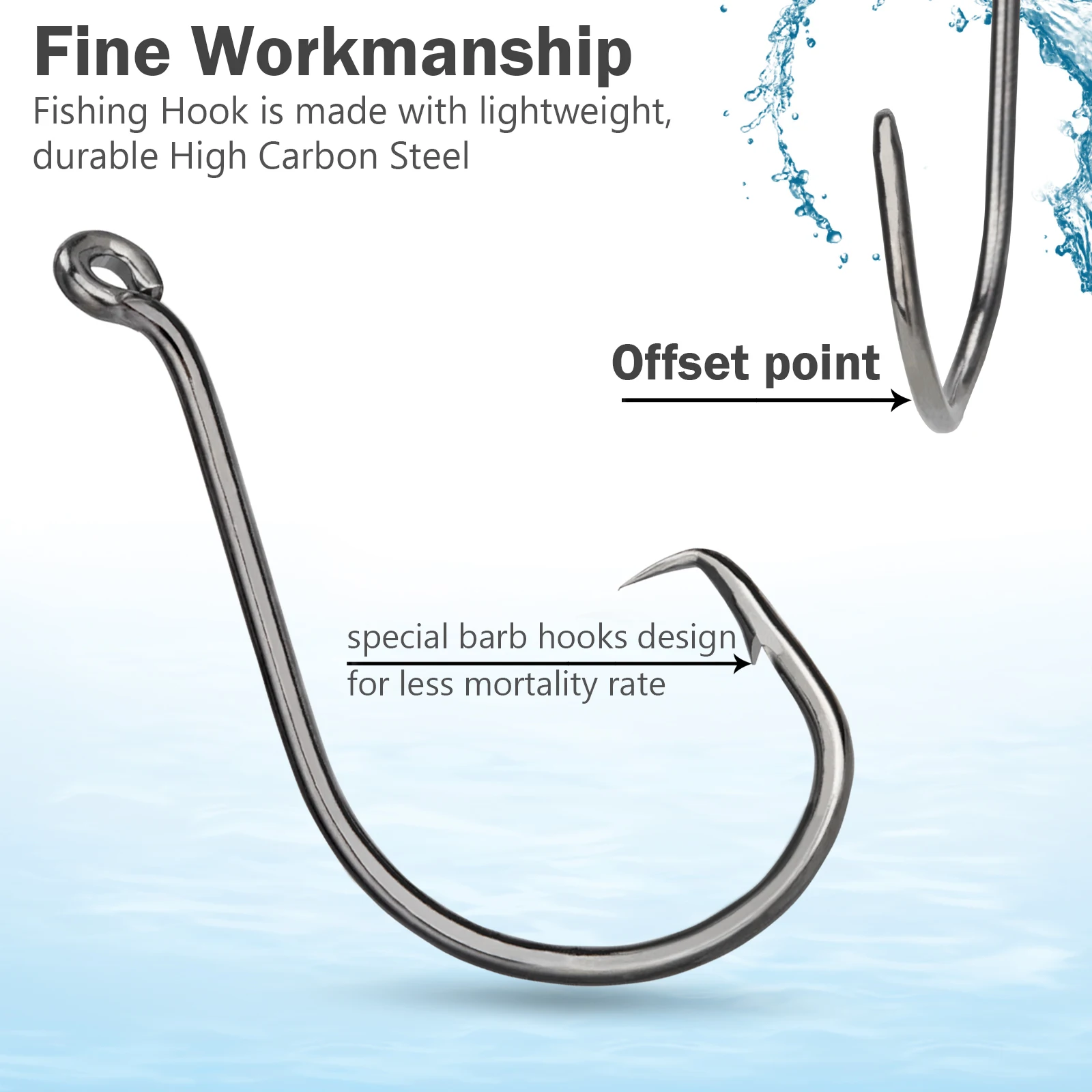 THKFISH 20 piezas anzuelos de pesca de pulpo anzuelos circulares fuertes de acero rico en carbono para anzuelos de púas de bagre 1/0 3/0 4/0 5/0 6/0 - imagen 5