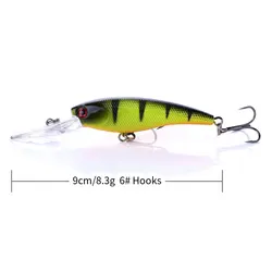 1 Uds 9cm 8g Minnow Pesca Jerkbait buceo profundo Wobbler cebo duro Artificial Lucio carpa Crankbait aparejos de señuelo de Pesca
