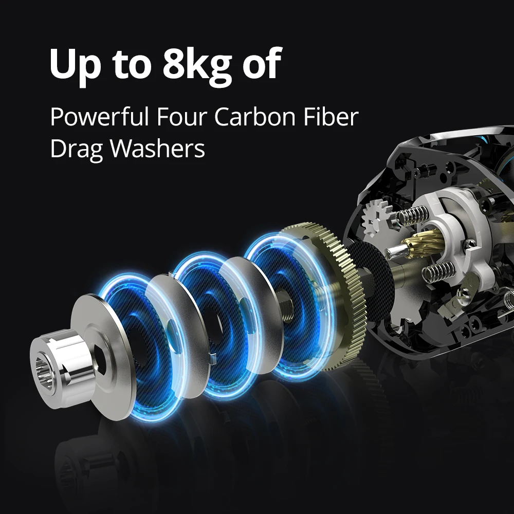 Carrete de pesca KastKing Sharky III de fundición larga, relación de engranaje 7,2: 1, cuerpo de carbono, 10 + 1 rodamientos de bolas, arrastre de 8 KG, bobina de pesca de 184g - imagen 5