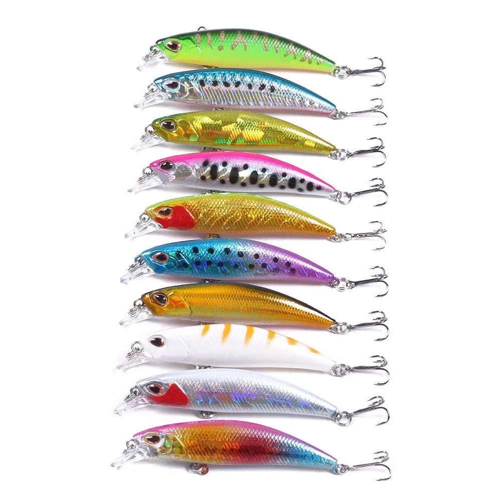 Señuelo de Pesca ojos 3D pececillo flotante Wobblers láser artificiales 60mm 4,5g Crankbait cebo de Pesca de plástico duro aparejos herramientas de Pesca - imagen 4