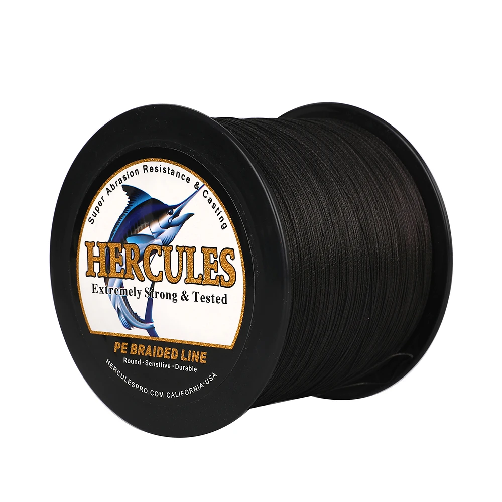 Hércules-sedal de pesca trenzado de PE, 9 hebras, negro, liso, 300M, 500M, 1000M, 1500M, 2000M, trenza de carpa, 10-300LB, fuerte resistencia a la abrasión - imagen 4