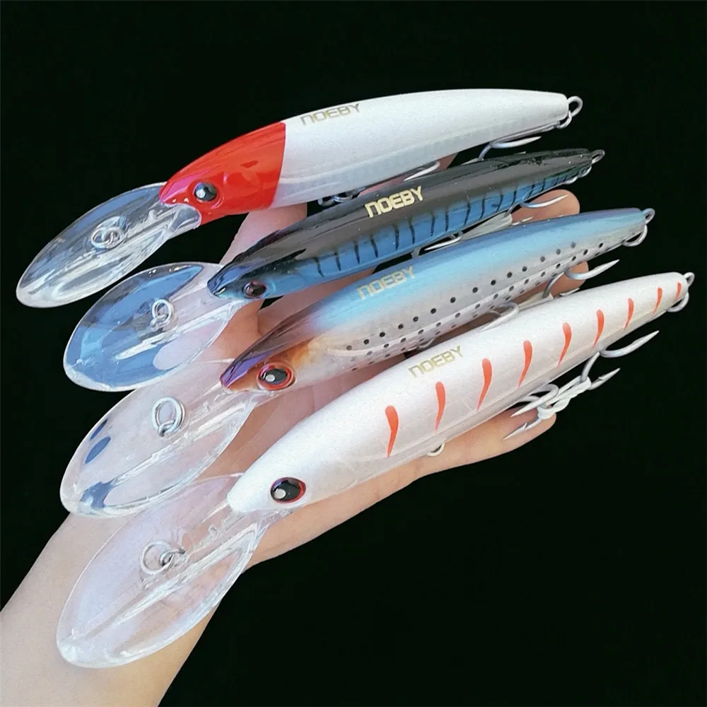 NOEBY 2 uds 16cm 74,7g 12cm 30g 14cm 50g señuelo de pesca de curricán Wobbler productos de pececillo cebo duro aparejos de pesca alimentadores de hundimiento lento - imagen 5