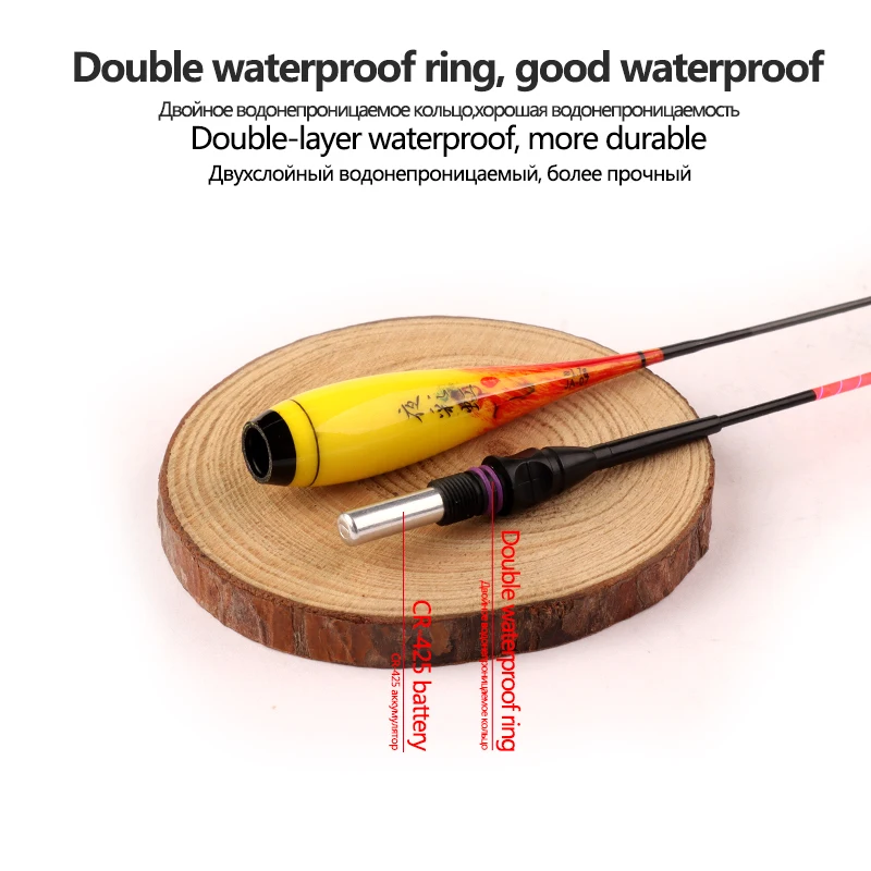 Boya eléctrica de agua dulce de 3 piezas, Boya nocturna Nano Boya, accesorios de aparejos de pesca, 3 CR425 + 3 tubos de flotación + 1 Juego de línea - imagen 5