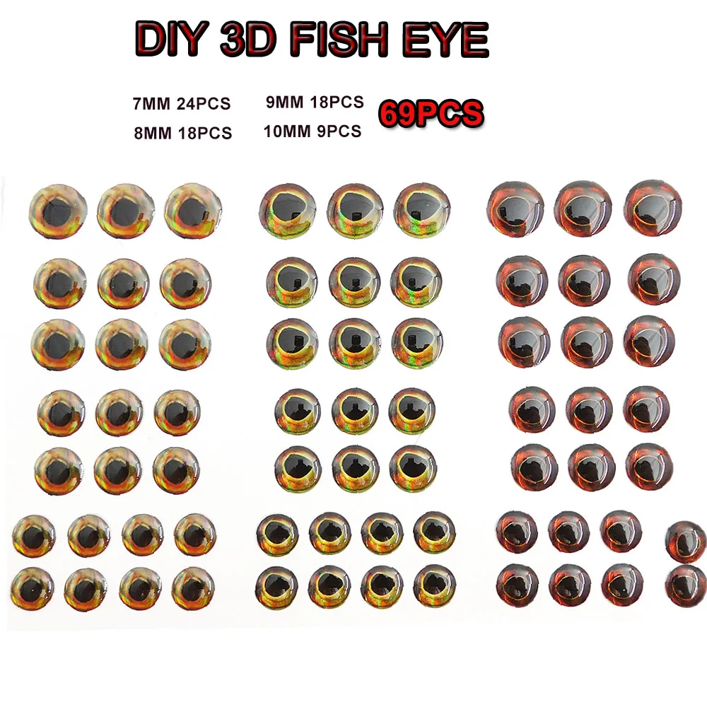 ESFISHING-señuelo de pesca MIX, ojo de 3/4/5/6/7/8/9/10mm, ojos de pez de pesca, material de atado de moscas 3D, fabricación de cebos, 183 Uds. - imagen 2