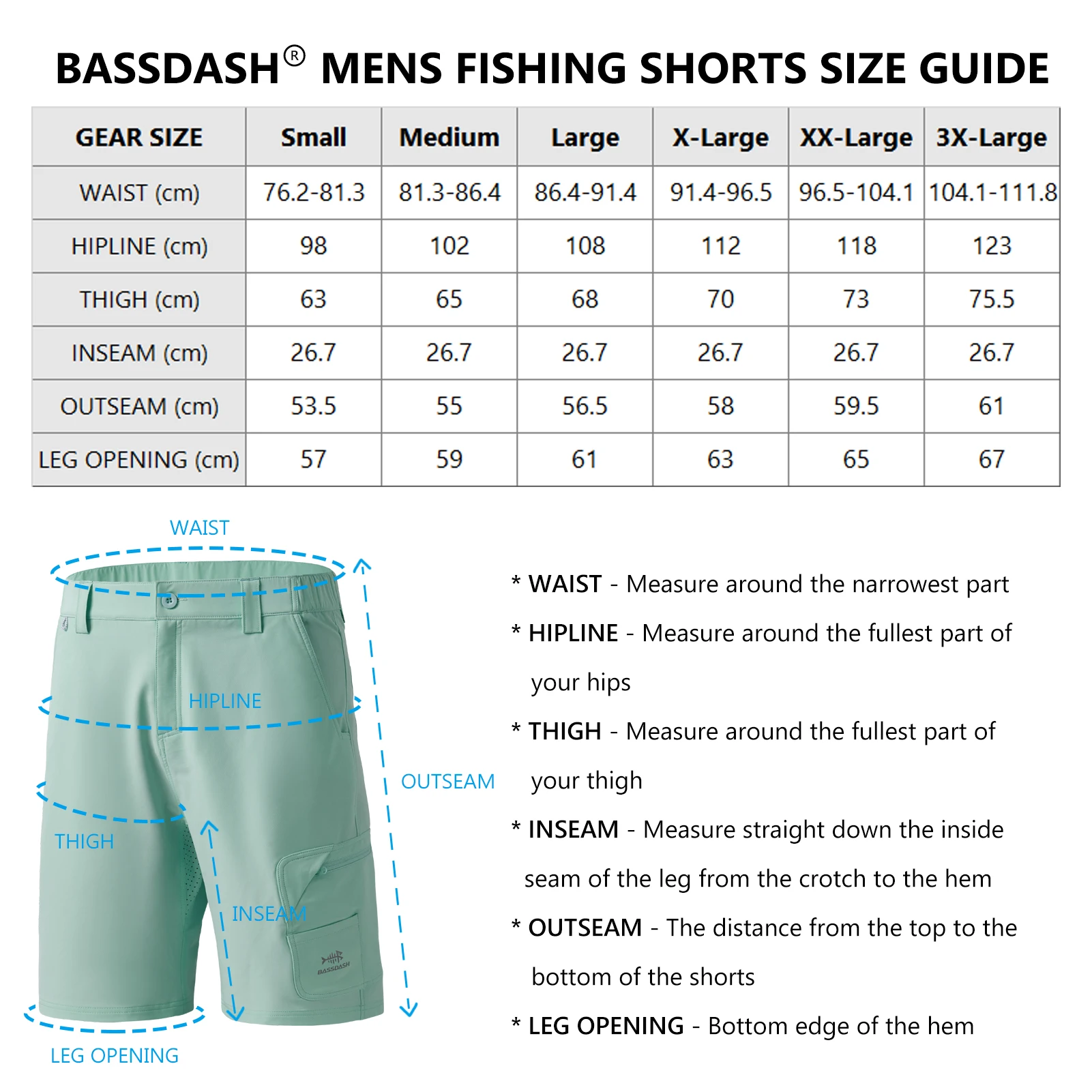 Bassdash FP01M 26,67 cm Inseam pantalones cortos de carga de pesca para hombre, secado rápido UPF 50 + resistente al agua