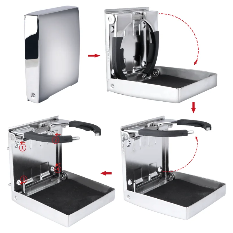 Portavasos plegable de acero inoxidable para barco - imagen 2