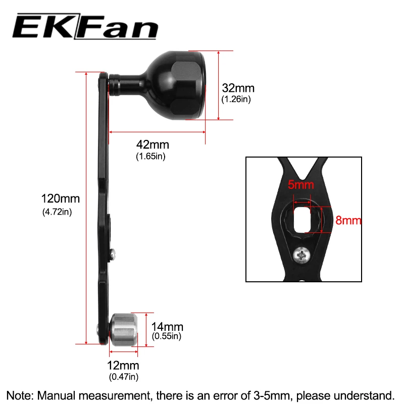 Ekfan Mango de pesca con perilla ergonómica para carrete Baitcast DAI - imagen 5