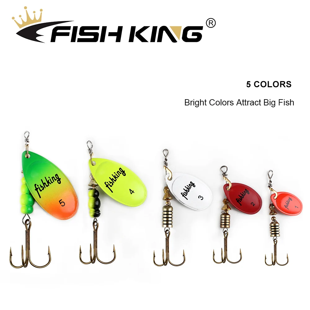 FISH KING Metal Fishing Lure Spinner Baits 3.9g 4.6g 7.4g 10.8g 15g Rotating Spoon Lures Spinners With Treble Hooks Pike Baits - imagen 5