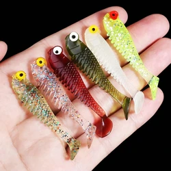 10 unids/lote 5cm señuelos blandos cebo de silicona pesca en el mar 1,3g Swimbait superficie de pez de silicona señuelo Artificial Spinnerbait