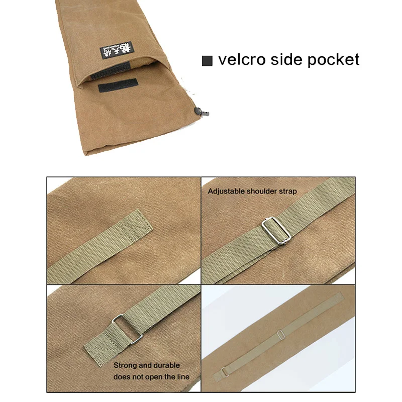 Bolsa de almacenamiento de caña de pescar portátil de 146cm, aparejo de tubo de lona, herramienta de pesca de espesor, organizador de transporte, accesorios, bolso de hombro X508G - imagen 5