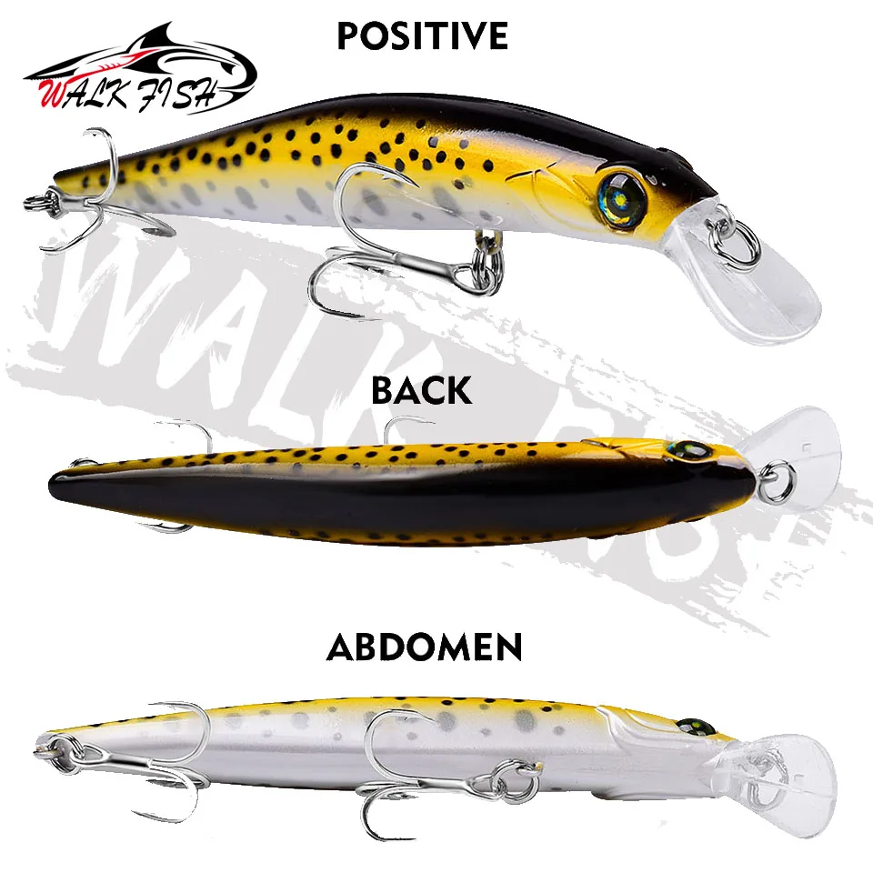 WALK FISH-Señuelos de Pesca flotantes, cebos duros de alta calidad para lubina, 1 unidad, 70mm, 115mm, 150mm - imagen 4