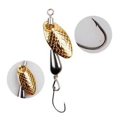 Señuelo giratorio de metal con lentejuelas para lubina y trucha