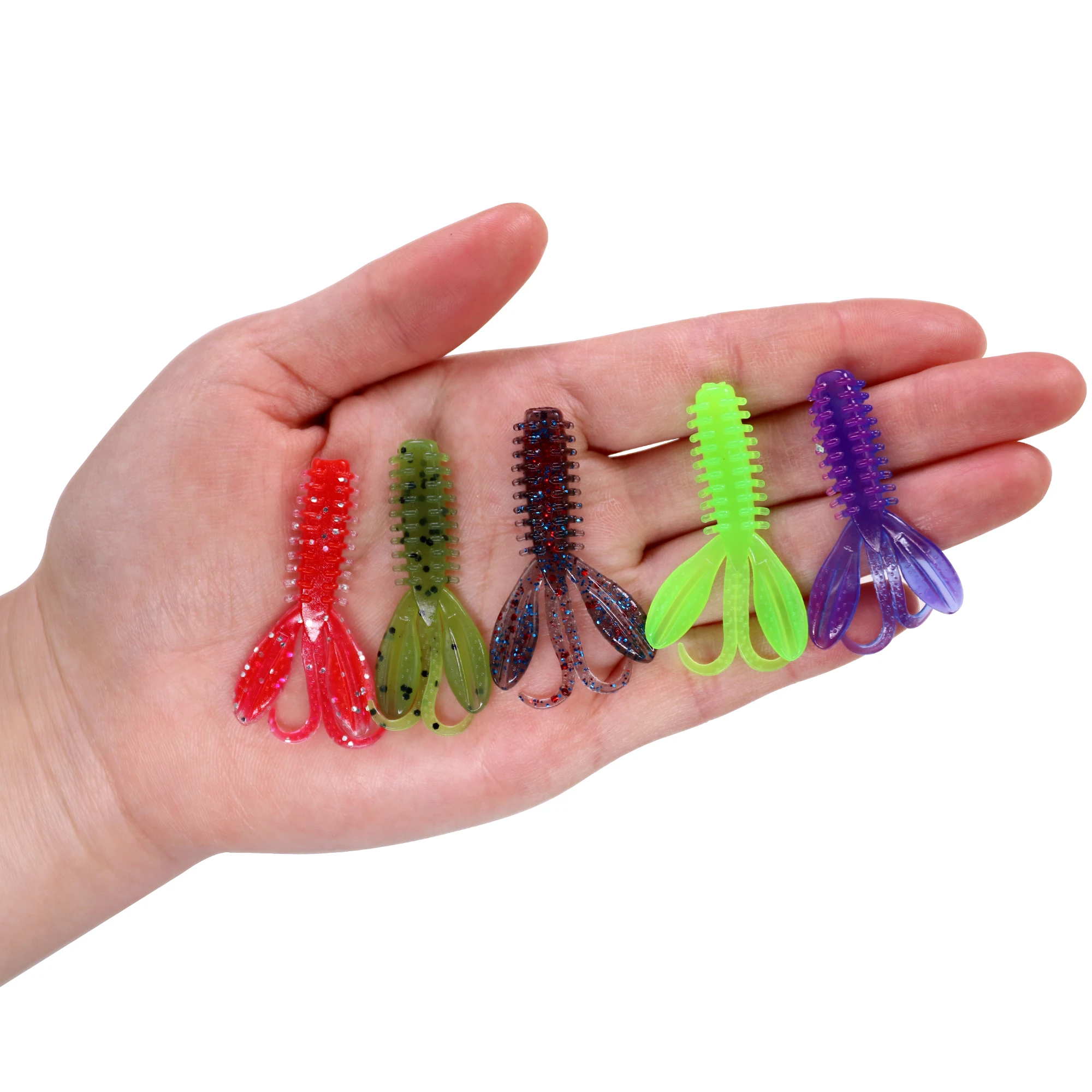 THKFISH 25 uds señuelo de camarón suave 5cm 1,4g cebo de silicona Señuelos de Pesca cebos artificiales de goma gusanos blandos para pesca de carpa - imagen 5