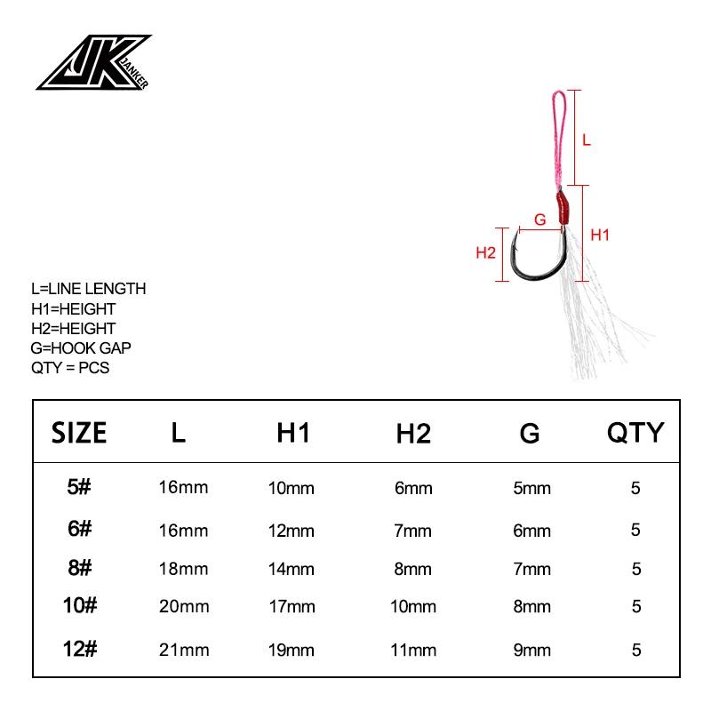 JK MAP-anzuelos de pesca de Jigging lento, línea de PE brillante, atado 5 #-12 #, agua salada, orilla, juego de anzuelos de Micro asistencia - imagen 4