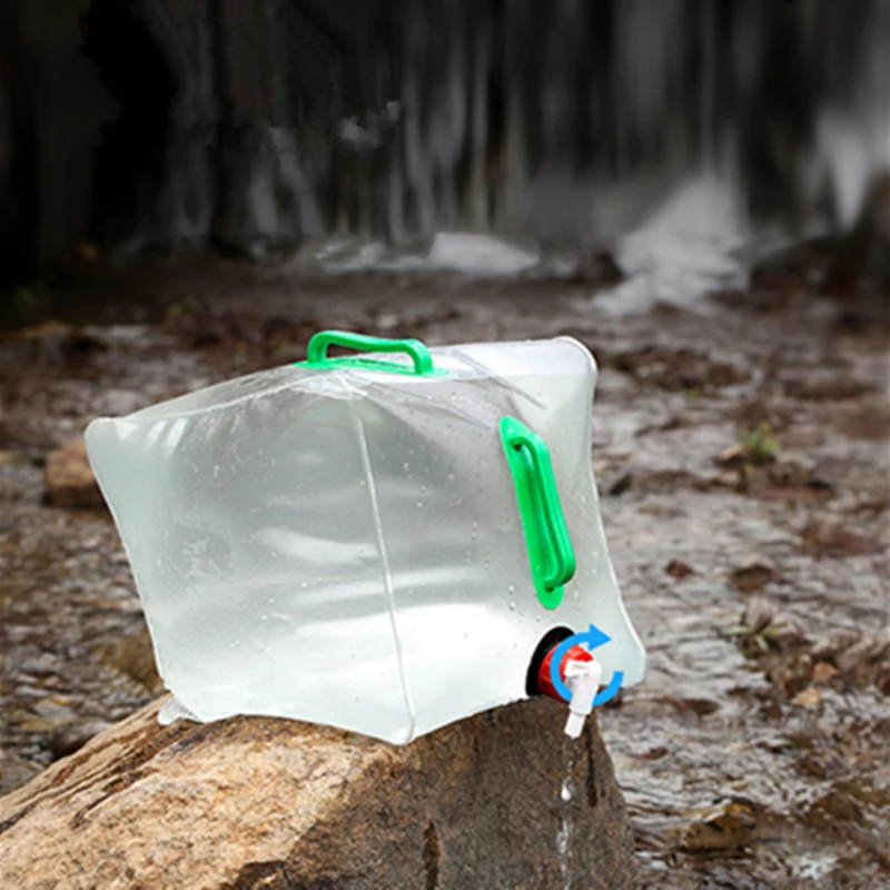 Bolsa de agua portátil plegable de 20 litros, bolsa de almacenamiento de agua de gran capacidad para viajes al aire libre, accesorios de Camping - imagen 3