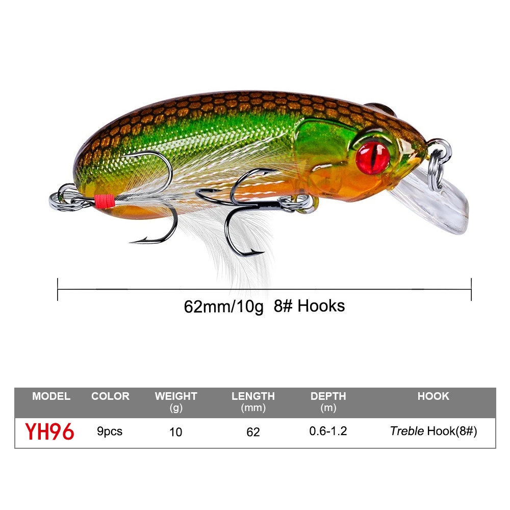 Señuelo duro Artificial para pesca, cebo flotante Wobbler, aparejo superior para pesca en agua, ojos 3D, 10g/62mm, 1 ud. - imagen 4