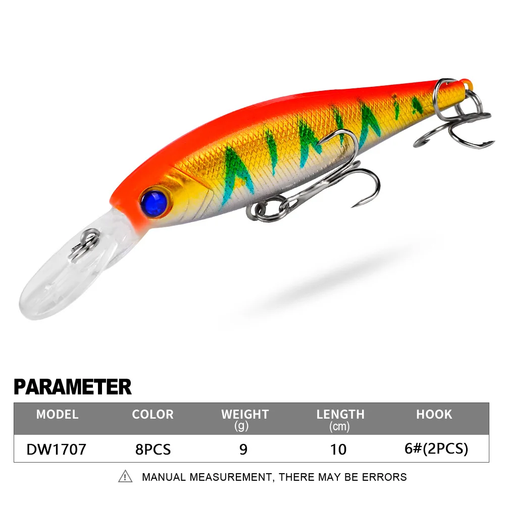 Señuelo de Pesca flotante, 1 unidad, 10cm, 9g, cebo duro realista para pececillos, ojos 3D, Jerkbait, Lucio, Carkbait, Wobblers, aparejos de Pesca - imagen 3