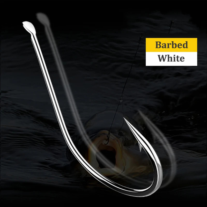 50 Uds. Anzuelo de pesca con púas de alto carbono, mango aplanado, anzuelos de pesca de carpa plateada, equipo de pesca con cabezal de anzuelo para pescadores