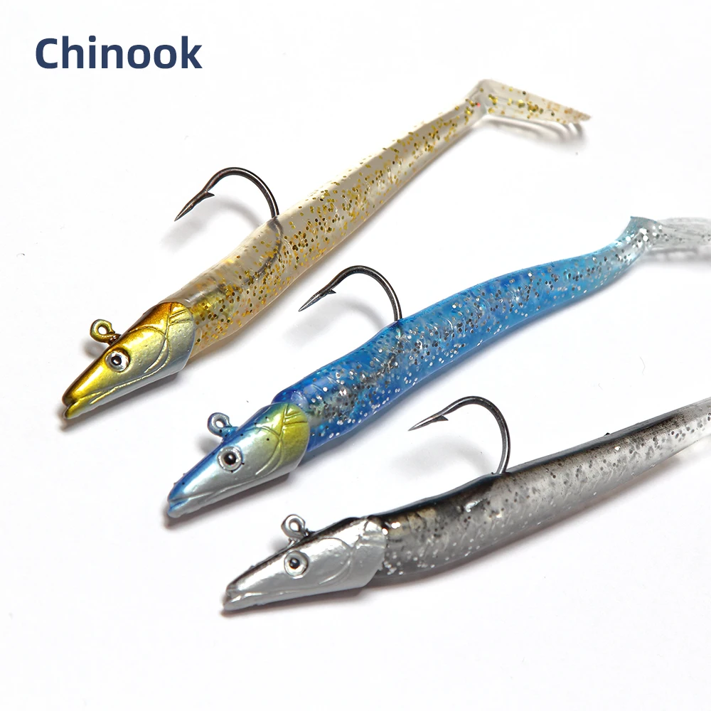 Chinook-Cebo blando de 125mm y 22g con cabeza de plantilla de plomo, señuelo de un solo gancho, Wobblers de gusano, cebo Artificial de silicona para pesca de peces - imagen 3