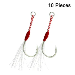 SANLIKE-anzuelo de pesca de 10 y 20 piezas, anzuelo de asistencia, plantilla de Metal, oropel, equipo de pesca, obstrucción de luz, Jigging en alta mar, XS/S/M/L/XL