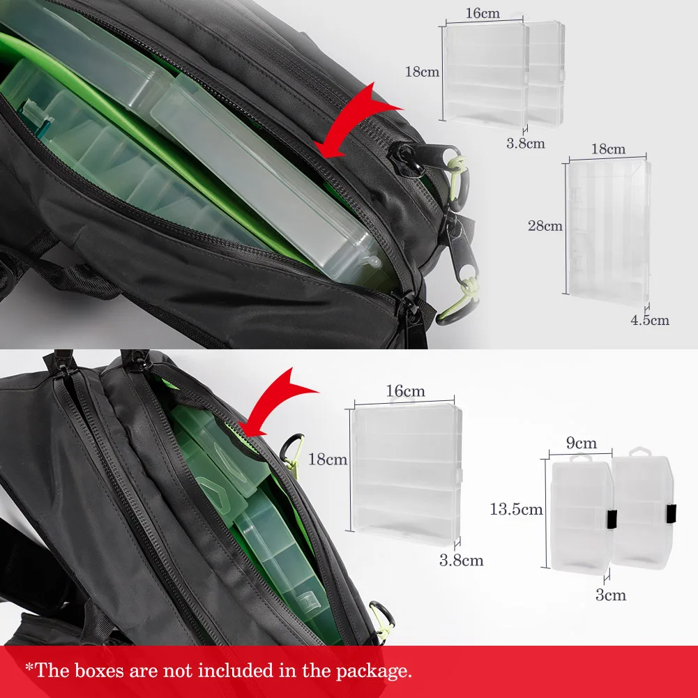 NOEBY-Bolsa de nailon impermeable para aparejos de pesca, bolso multifuncional de 2 tamaños para acampar, senderismo y pesca al aire libre - imagen 4